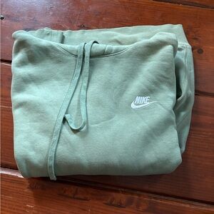 Nike Sage Green Pullover Hoodie with White Logo